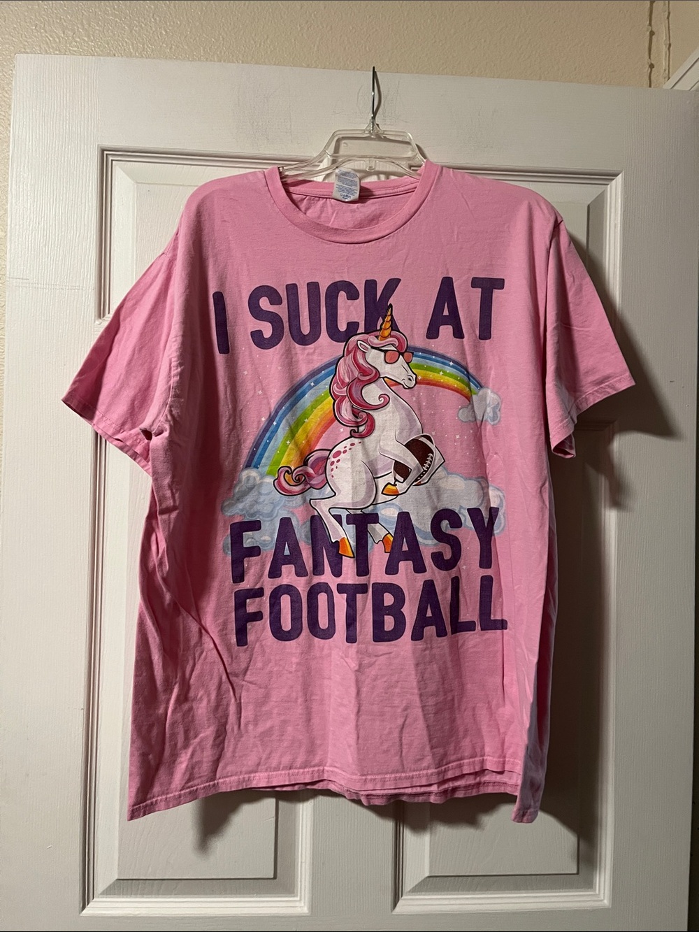 Port and Company Pink Unicorn Graphic Tee - Rainbow Fantasy Football
